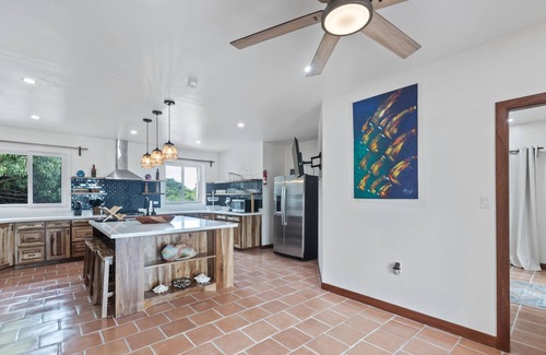 Caribbean Way House | Beachfront home with dock, deck, hammocks, strong WiFi, AC & sea view
