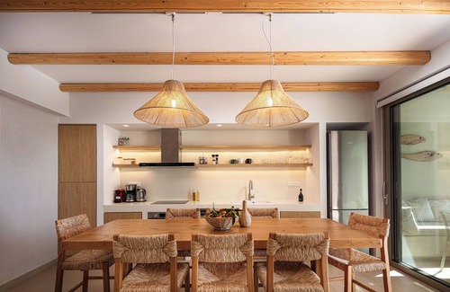 Kokinos Pirgos Villa | Beachfront retreat, sea views, Boho inspired style, private pool, unique design