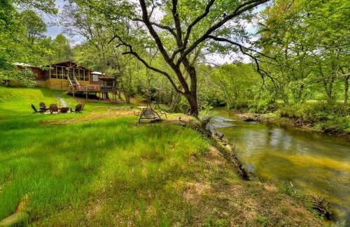 Epworth Villa | Bear Naked Hideaway - Relax in the hot tub with sounds from the nearby creek
