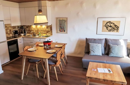 Schluein Apartment | Beautiful apartment for 5 guests with WIFI, TV, patio, pets allowed, panoramic view and parking