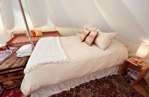 Vesuvius Bed & Breakfast | Beautiful Bell Tent nestled by a pond on Salt Spring Island.