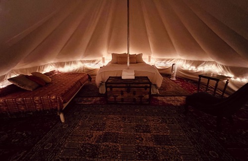 Vesuvius Bed & Breakfast | Beautiful Bell Tent nestled by a pond on Salt Spring Island.
