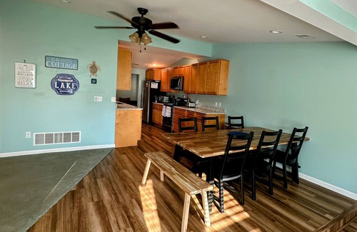 Sand Creek House | Beautiful Evans Lakefront Getaway: Private Beach, Sleeps 10!