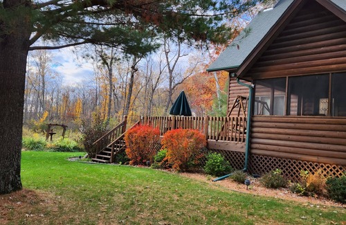 Webster House | Beautiful, modern log cabin on a great swimming and fishing lake with privacy!