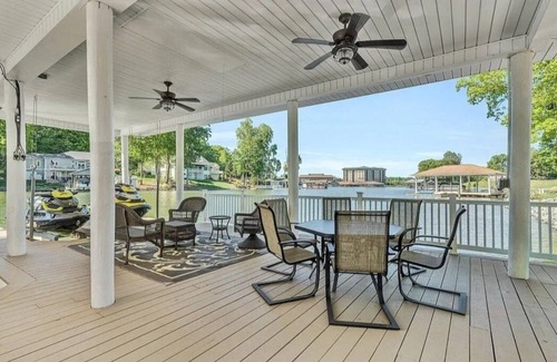 Westlake Corner House | BEST location on Smith Mtn lake! Waterfront home w POOL & Dock in no wake zone.