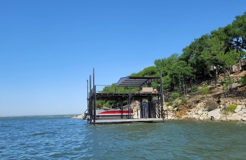 Lake Bridgeport House | Best Location! Private Dock, Arcade, Spectacular Views, Game Room, Media Room, Firepit! The Lookout