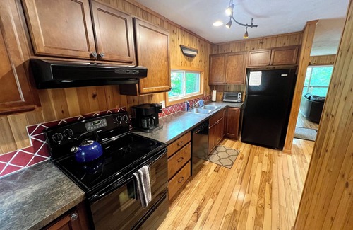 Thompsonville Cabin | Betsie River Cabin - minutes from Crystal Mountain, Hot Tub, Canoe, Wi-Fi