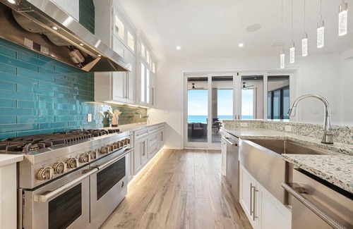 Crystal Beach House | Big House by the Sea - Beach Front Home with Large Private Pool, Theater & Bar