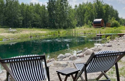 Manitoba Cabin | Birch A-Frame Solar off-grid with Sauna & Pool