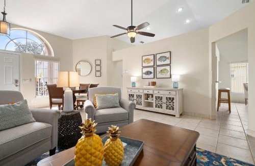 Sabal Harbour House | Blue Heron House! Cozy home with heated pool and pool toys! Water view out back!