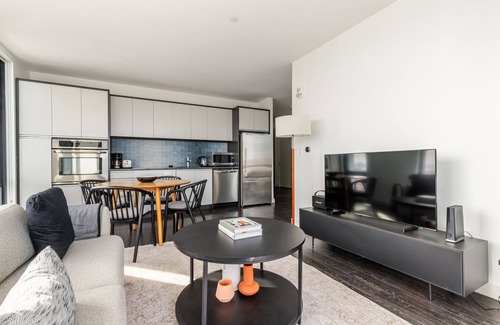 Boston Apartment | Blueground | East Boston, art & pool, nr parks