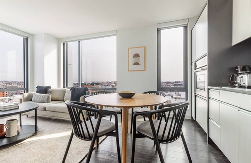Boston Apartment | Blueground | East Boston, art & pool, nr parks