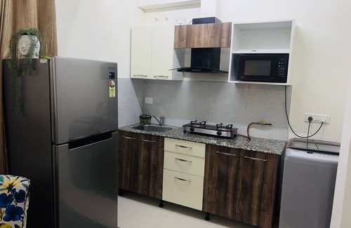 Sector II Apartment | BluO Classic 1BHK Salt Lake - Kitchen, Terrace Garden