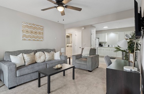Springfield Apartment | Brand New! Modern 1BD,1BA Hidden Gem w/King Bed, Patio, Fast WiFi & Free Parking