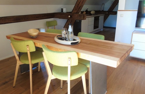 Koslau Apartment | Brauhaus 3 wellness loft "Malz", XXL balcony with nature view, sauna, pool