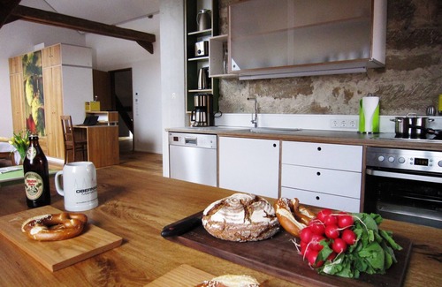 Koslau Apartment | Brauhaus 3 "Hopfen", the cozy penthouse. Sauna, infrared sauna, natural pool