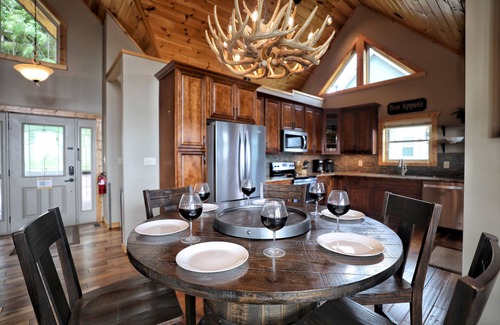 Chalet Village North Cabin | BREATHTAKING Cabin! 4 Decks! UNREAL Views! Game Room! Covered Decks! 5 Fireplace