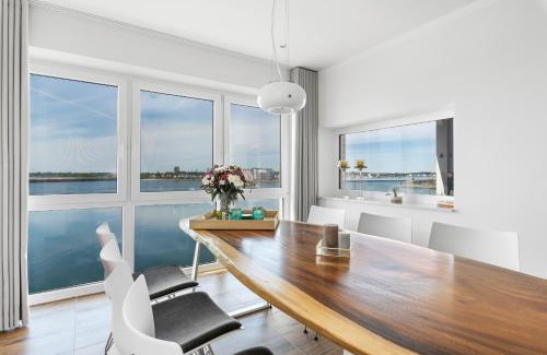 Kappeln Apartment | Brise- direkt am Wasser, Hafenblick, Fahrstuhl, Sauna, ueberdachter Balkon