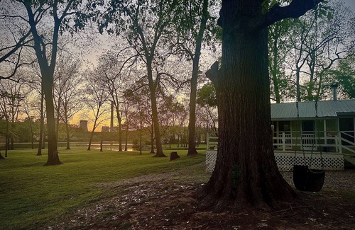 Wright House | Cabin sits in the back of a wild pecan grove over looking the Arkansas River