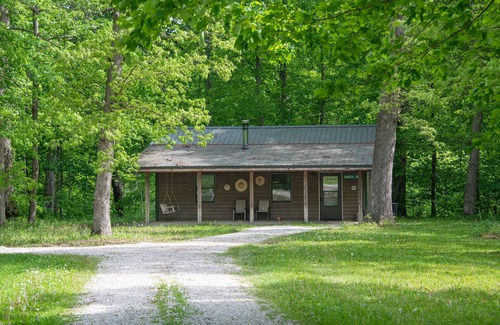 Triumph Cabin | Cabin with Kitchen, Whirlpool Tub & Bonfire Pit Near Starved Rock State Park