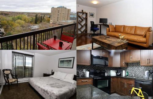 Saskatoon Downtown Apartment | Cambridge 2 BR king gym Near Uni RUH City H