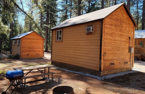 Shingletown RV Rental | Camping Cabin A at Bigfoot Lodging Lassen