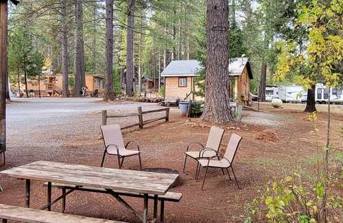 Shingletown RV Rental | Camping Cabin A at Bigfoot Lodging Lassen