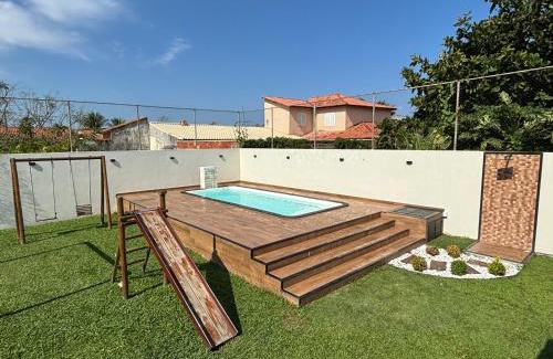 Praia Seca House | Casa bem espaçosa com piscina, campo de futebol e área gourmet a um quarteirão da lagoa de Praia Seca