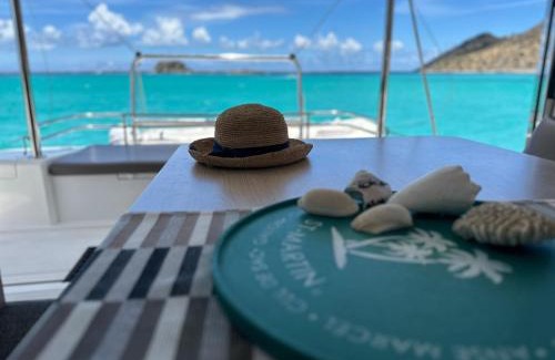 Grand Case Boat Rental | CATAMARAN ZEPHYR NUIT AU MOUILLAGE Diner, nuit et petit-déjeuner inclus
