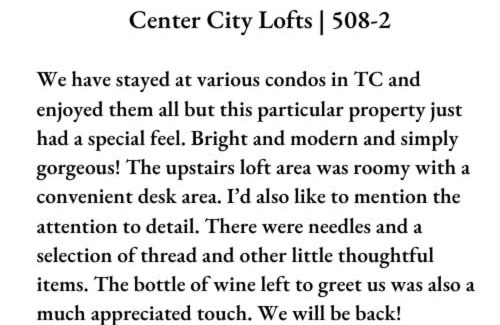 Traverse City Apartment | Center City Lofts 508 Unit 2 Close to Downtown and the TART Trail