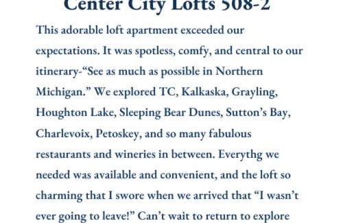 Traverse City Apartment | Center City Lofts 508 Unit 2 Close to Downtown and the TART Trail
