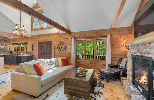Lake Lure Cabin | Chalet Vie at Lake Lure - Sleeps 7, fire pit, fireplace, dog friendly