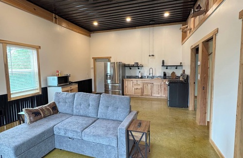 Benzonia House | Charming 2-bedroom barndominimum in pleasant Benzonia in the woods.
