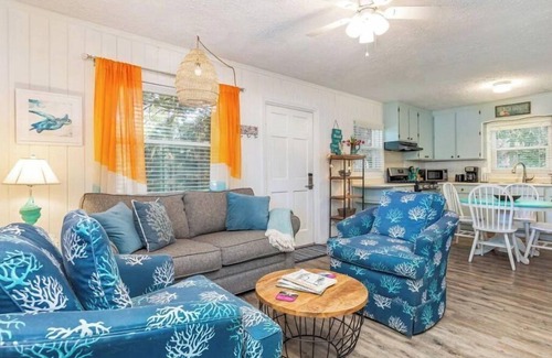 Tybee Island House | Charming, 50's Era Beach Cottage. Pet Friendly. Fenced Yard. Hot Tub.
