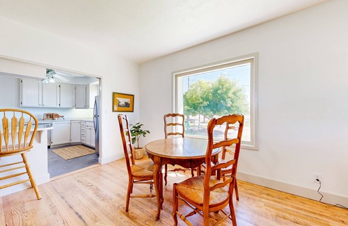 Burley House | Charming and serene home with al fresco dining, wood fireplace, & mtn views