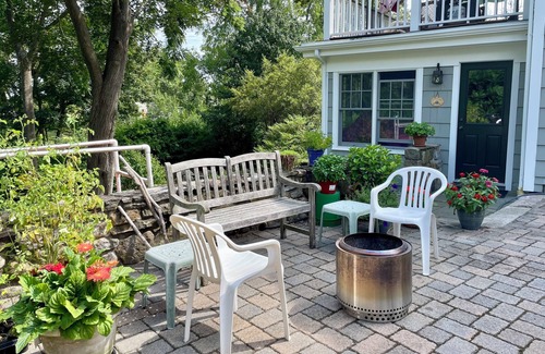 West Mystic Apartment | Charming apartment overlooking private gardens, walk to downtown Mystic