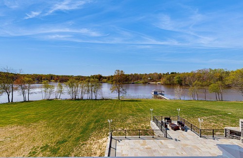 Orange House | Charming dog-friendly lakefront villa with private dock, firepit, stunning views
