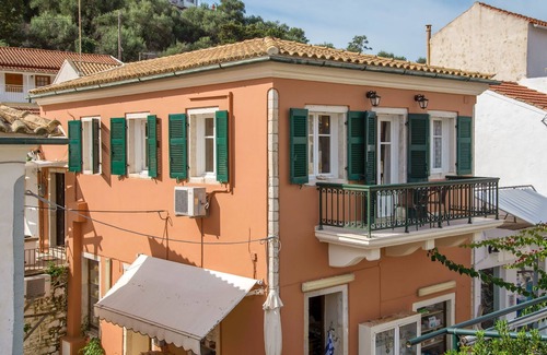 Lakka House | Charming Lakka Retreat: Angelina Apartment with A/C and Central Square Balcony