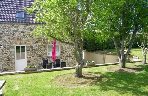 Saint-Germain-sur-Ay Cottage | Charming Stone House with Fireplace, Large Garden, and Car Charging in Coastal Village