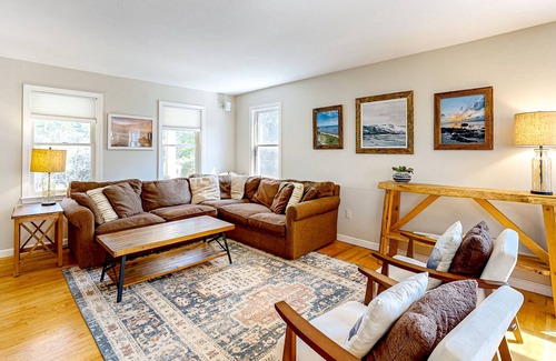 West Tisbury House | Charming tree-lined home with outdoor games, firepit, grill, W/D, & AC