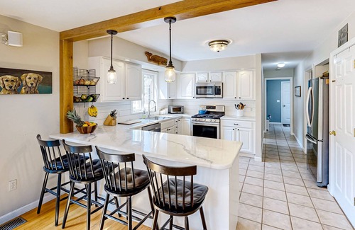 West Tisbury House | Charming tree-lined home with outdoor games, firepit, grill, W/D, & AC