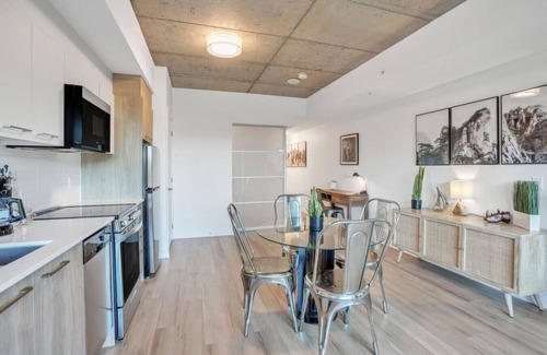 Industrial Park Apartment | Chic Urban 1BR Apt with Balcony and Skyline Views
