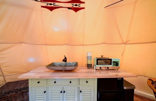 Mount Pleasant RV Rental | Chief's Lodge · Luxury Glamping Teepee w/King Bed on private Mtn!