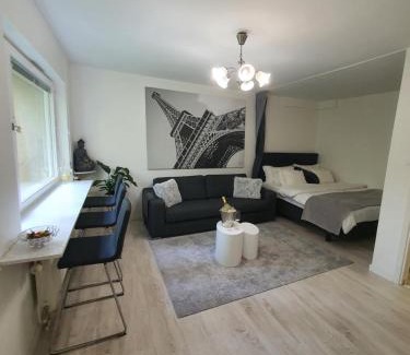Hasselby Apartment | Close to the metro and the beach! with a view of the Scandinavian forest
