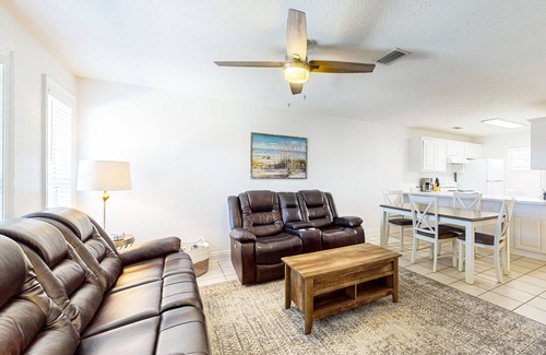 Port St. Joe House | Coastal getaway steps from the bay with patio, open layout, smart TVs, & W/D