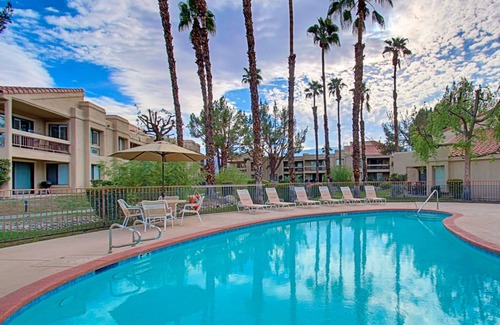 Cathedral City Apartment | Colorful condo w/a private balcony, gated entrance, shared pools