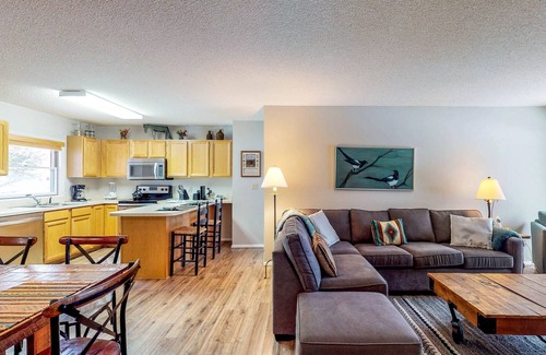 Big Horn Condo | Comfortable Big Sky condo with deck, W/D & WiFi - across the street from lift