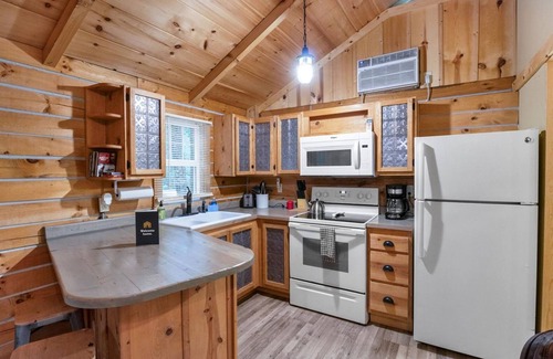 Eldon Cabin | Comfy dog-friendly cabin with fireplace, washer/dryer, gas grill & deck