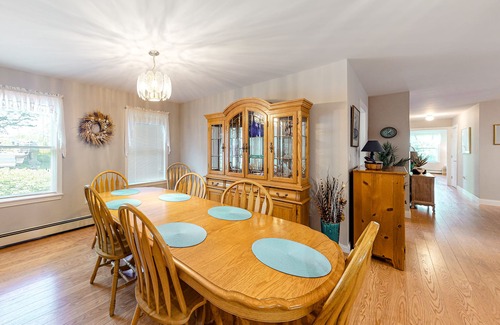 Owls Head House | Comfy, one-level home with partial water view, deck, fast WiFi, grill, & W/D