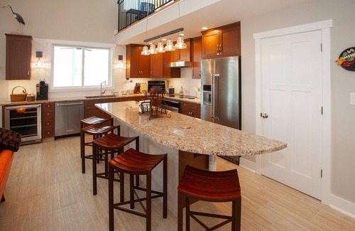 Sandbridge House | Contemporary home on canal w/elevator, dock, private washer/dryer, central AC